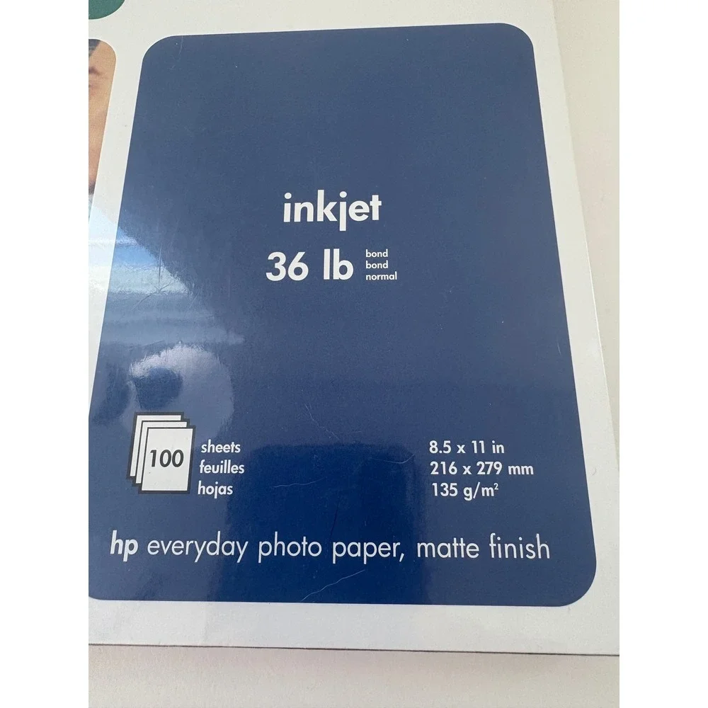 HP‎ Everyday Photo Paper New Sealed Matte Finish Inkjet 36lb 8.5x11 100 Sheets